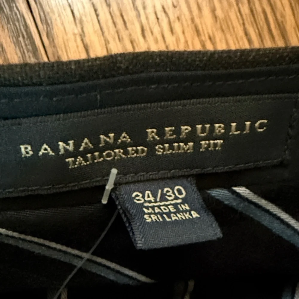 E Banana Republic 34x30 Tailored Slim Fit Office Men's Classic Black Trousers